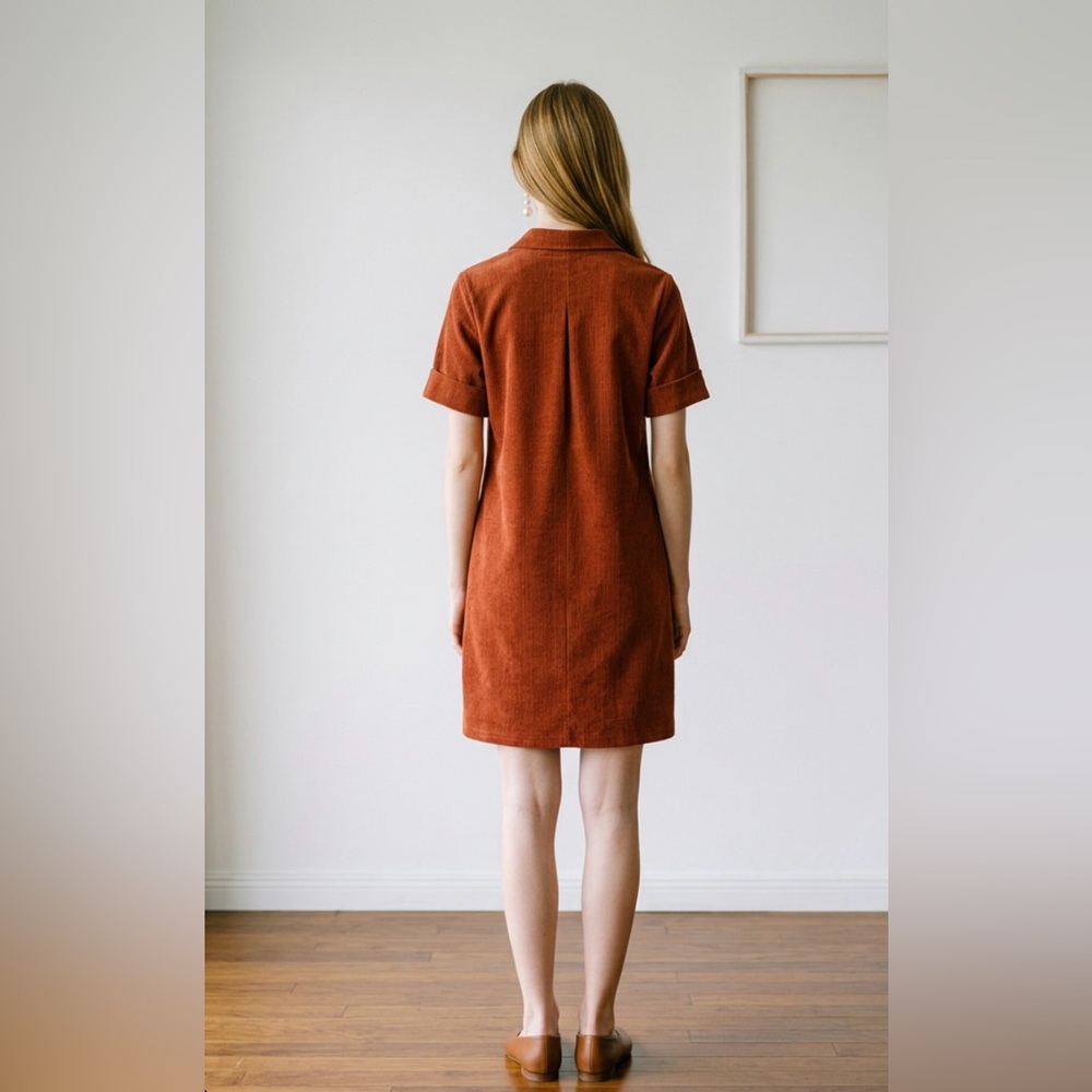 Sharagano Orange Button-Front Midi Dress - Picture 5 of 5